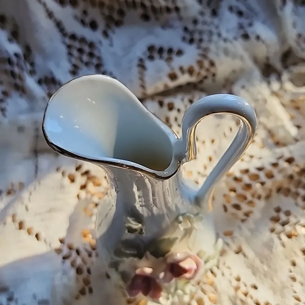 Vintage Porcelain Floral Bud Vase Accented In Gold